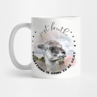 Cute Llama with Bubblegum Just Breathe Mug